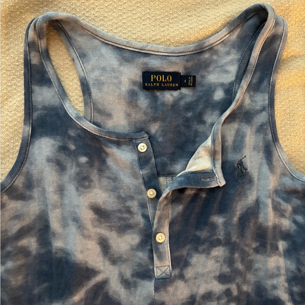 Ralph Lauren Blue Tie-Dye romper size small EUC summer romper